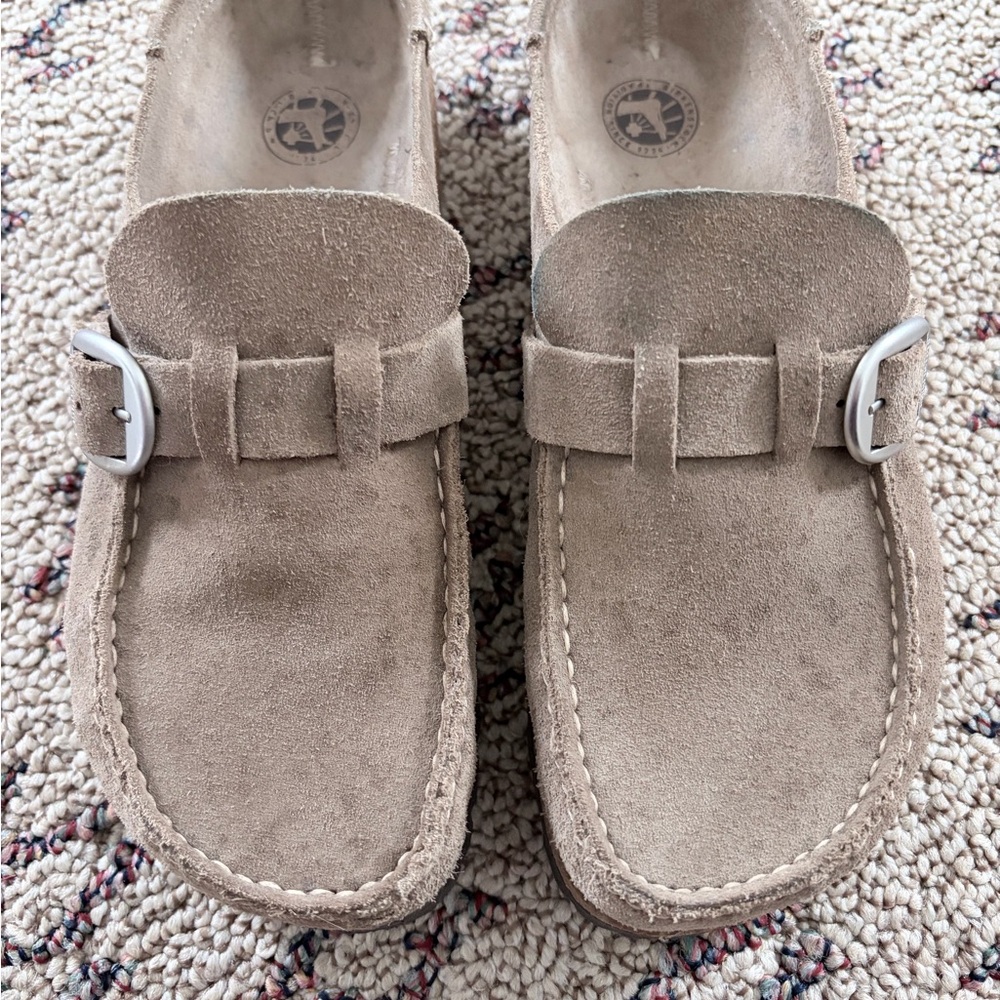 Birkenstock Beige Suede Footbed Loafers